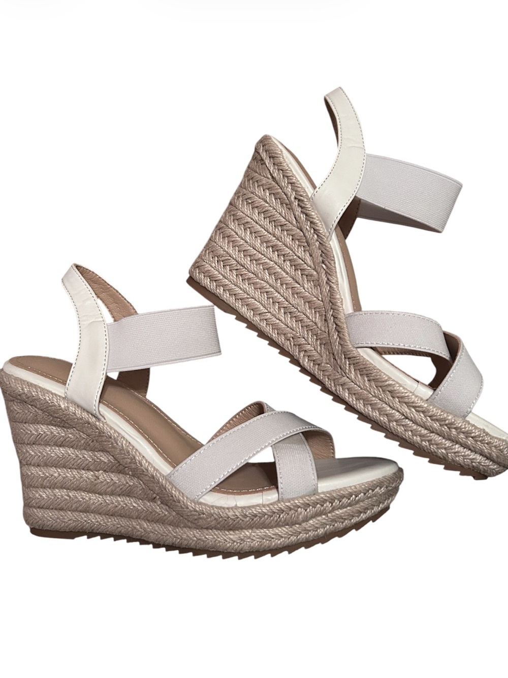 Women's Size 7 Neutral Espadrille Wedge Sandals - White